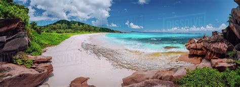 Panoramic View Of Most Spectacular Tropical Beach Grande Anse On La