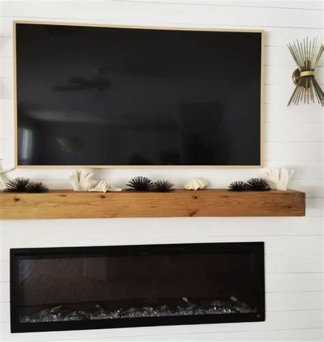 60x55x8 Rustic Oak Fireplace Mantel Shelf Wall Mount Electric