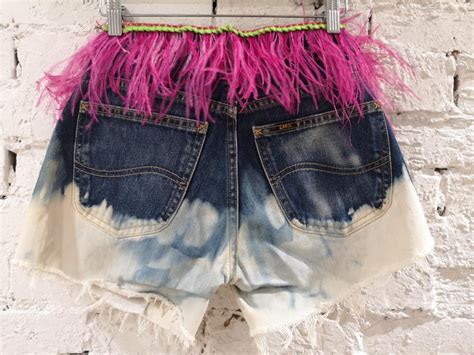 Soab Denim Betty Boop Fucsia Feathers Shorts For Sale At 1stdibs