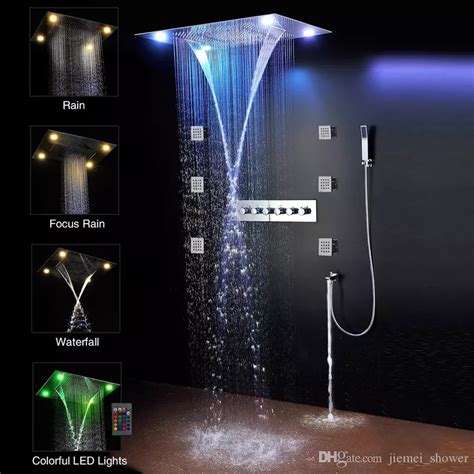 Luxury Shower Set System Electric Led Ceiling Recessed Large Rain Head