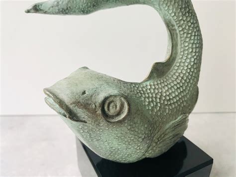 Fish Sculpture Koi Sculpture Limited Edition Bronze Black Marble
