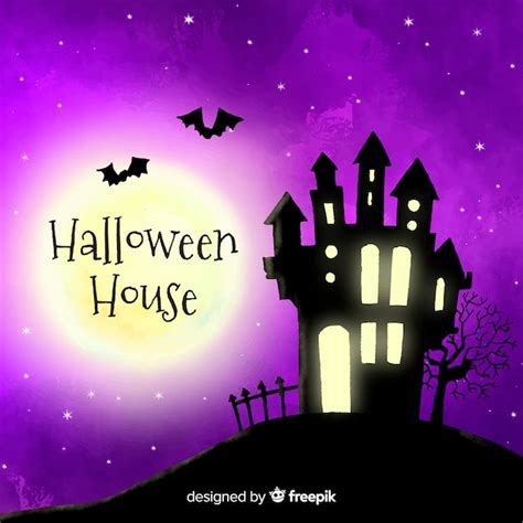 Free Vector Terrific Watercolor Halloween Haunted House