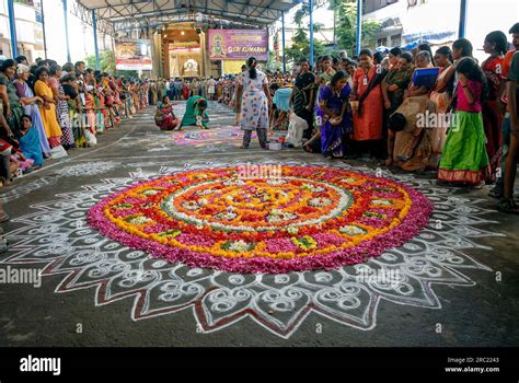 Kolam And Floral Decoration In Front Of Kapaleeshwarar Temple During A