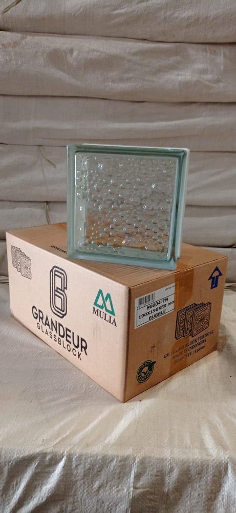 Plain Clear 19198 Bubble Glass Block Indonesian Size 190 X 190 X