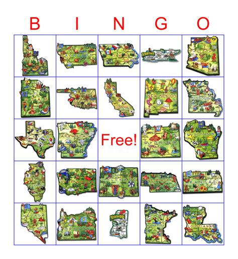 50 States Bingo Bingo Card