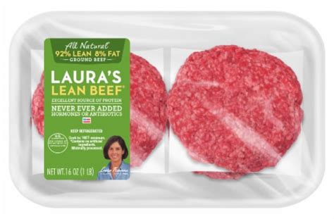Lauras Lean All Natural 92 Lean Ground Beef Patties 4 Ct 4 Oz