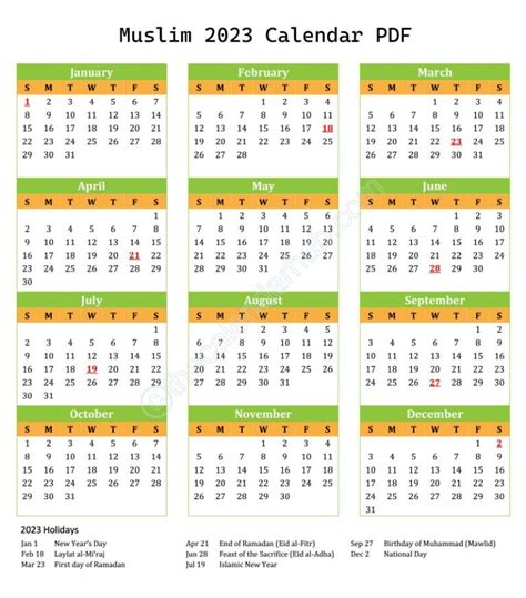 Printable Islamic 2023 Calendar In Pdf Hijri Calendar 1444
