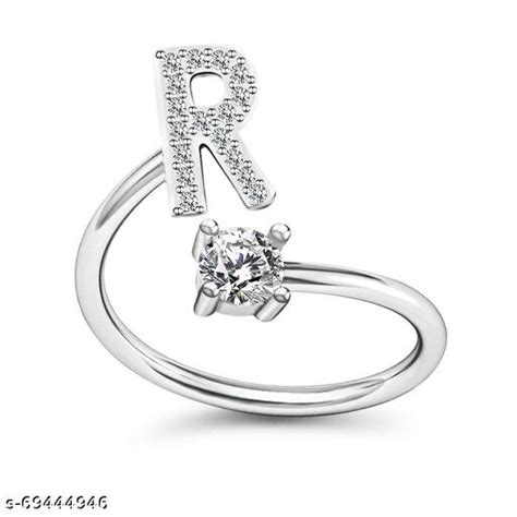Rvm Jewels Initial Crystal Stylish Adjustable Letter R Rings Starting