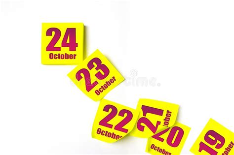 October 24th Day 24 Of Month Calendar Date Many Yellow Sheet Of The