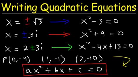 Writing Quadratic Equations In Standard Form Given The Solution Youtube