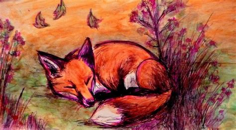 Sleeping Fox By Sophieknoxville On Deviantart Fox Painting Fox
