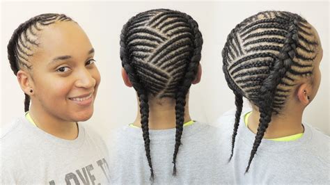 Easy half up do with an accent braid. #461 - DOUBLE FISHBONE BRAIDS on Natural Hair | Cornrow ...