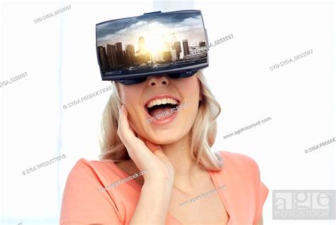 Woman In Virtual Reality Headset Or D Glasses Stock Photo Picture