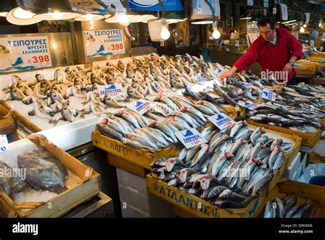 Fish Shop In Fish Market Athens Greece Europe Stock Photo Royalty