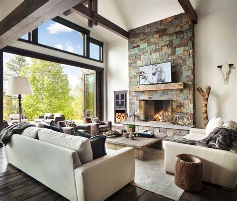 Rustic Modern Dwelling Nestled In The Northern Rocky Mountains Modern Rustic Living Room
