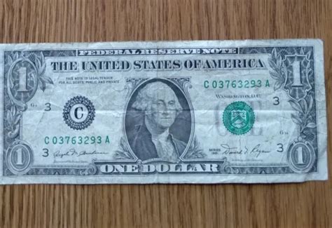 1 One Dollar Bill Error Misaligned Misprint Miscut Offset