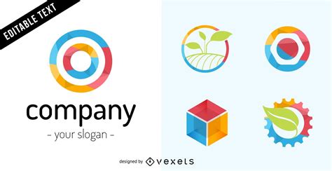 Company Logo Set In Colorful Tones Vector Download