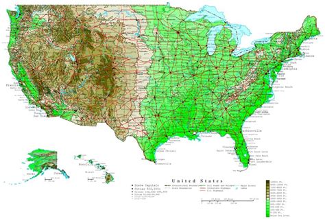 Elevation Map Of Usa With Key Map