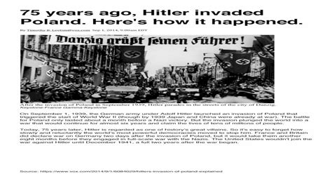75 Years Ago Hitler Invaded Poland Heres How It Happenedwhy Did