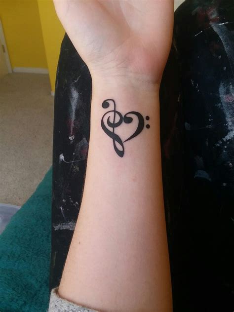Got This Bass And Treble Clef Heart At Ironhorse Tattoo Music Heart