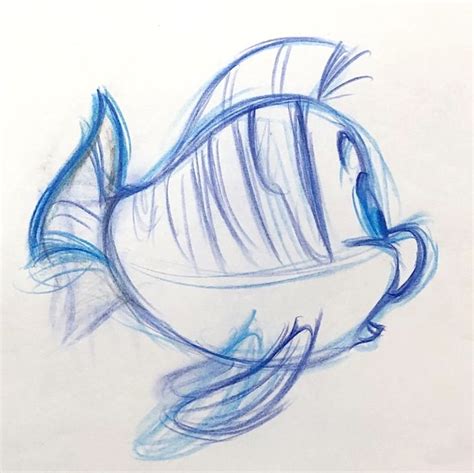 The Little Mermaid Original Animation Production Drawing Of Flounder