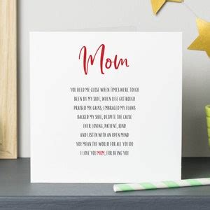 Mom Poem Card Mom Birthday Card Shmuncki Etsy
