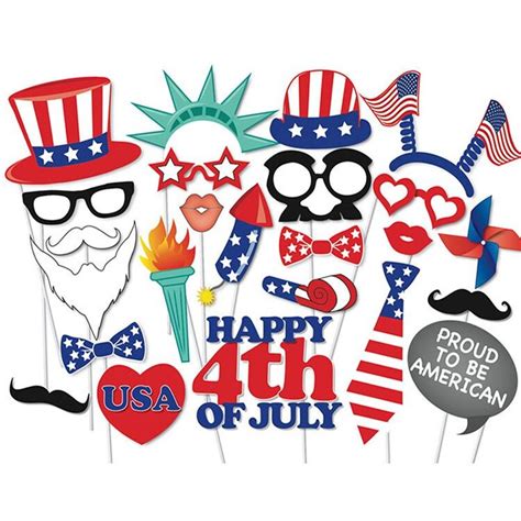 tinksky 28pcs 4th of july photo booth props for american independence day party decorations 在庫一掃