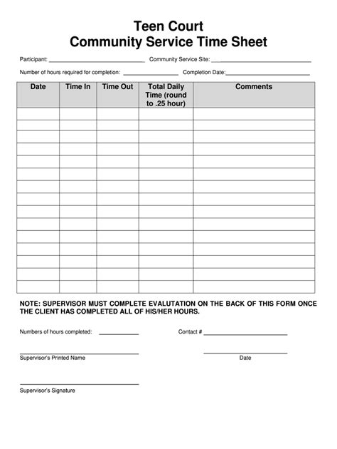Community Service Paper Print Out Fill Online Printable Fillable
