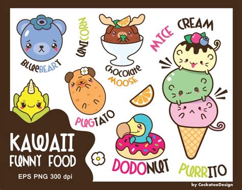 30 Off Kawaii Clip Art Animals Clipart Kawaii Food Clipart Funny