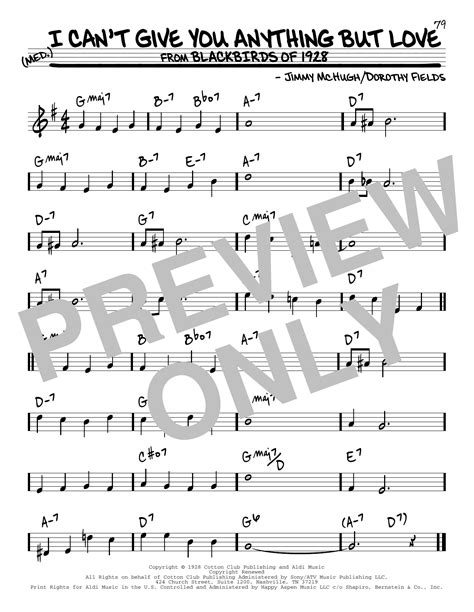 I Cant Give You Anything But Love Sheet Music By Dorothy Fields Real Book Melody And Chords