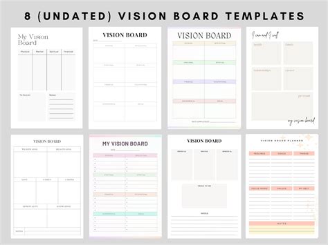 Printable Vision Board 2023 Template Printable Dream Board Etsy Uk