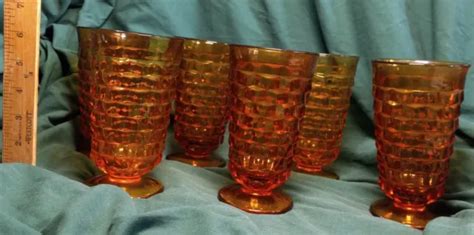 Vintage Colony Fostoria Whitehall Amber Footed Drinking Glasses Set Of 6 52 00 Picclick