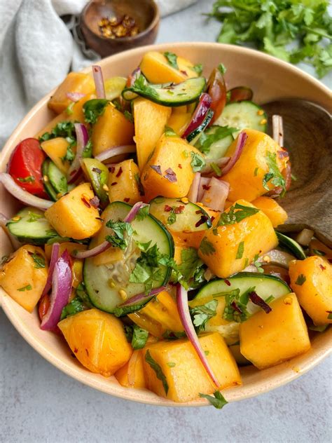 Cantaloupe Cucumber Summer Salad Recipe Summer Salads Cantaloupe Cucumber Salad Cantaloupe