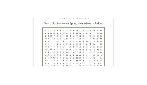 spring word searches printable