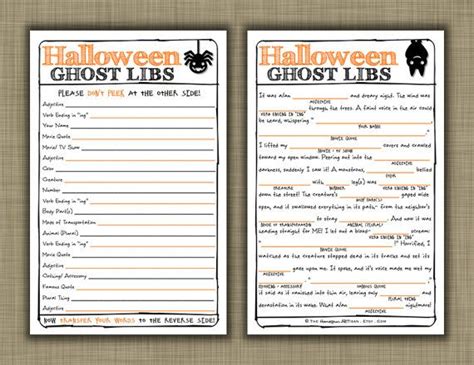 Halloween Mad Libs Harvest Party Game Spider And Bat