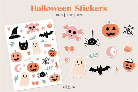 Halloween Stickers Cute Halloween Graphic By Geminipaperie · Creative