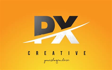PX P X Letter Modern Logo Design With Yellow Background And Swoosh