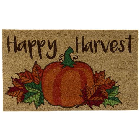 Home Accents Happy Harvest Pumpkin Leaves 18 In X 30 In Door Mat