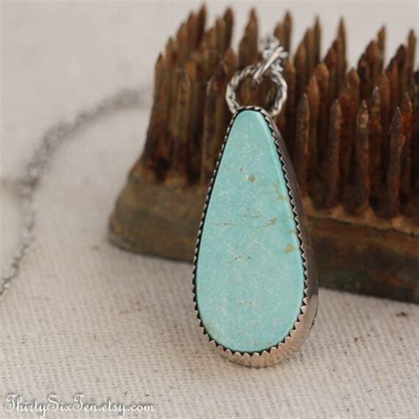 Items Similar To Teardrop Turquoise And Sterling Silver Necklace On Etsy