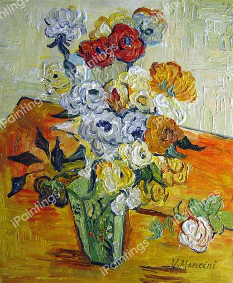 Japanese Vase With Roses And Anemones Painting By Vincent Van Gogh