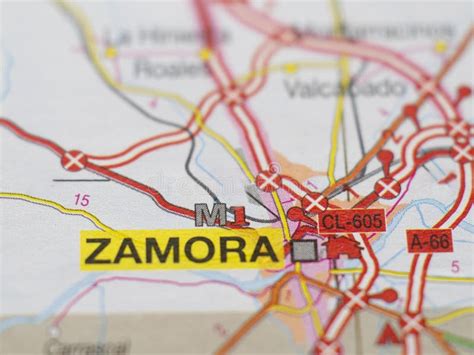 Paper Map Of Spain In Color With Focus On Zamora Stock Photo Image Of