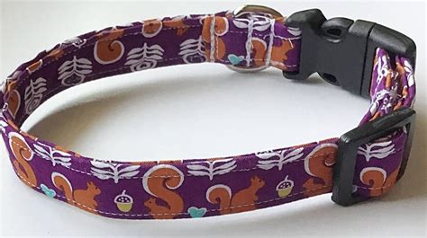Fall Squirrel And Acorn Dog Collar With Black Buckle Or Etsy Bow