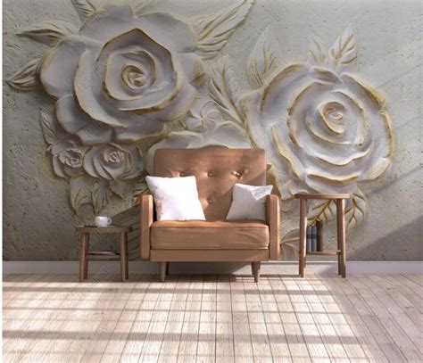 Abstract 3d Roses Flowers Floral Wallpaper Wall Mural Etsy