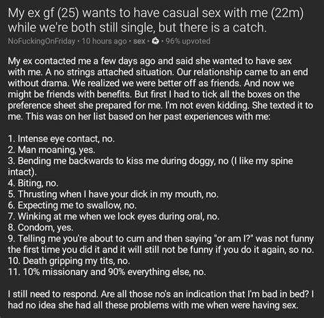Relationshipstxt On Twitter My Ex Gf 25 Wants To Have Casual Sex With Me 22m While Were