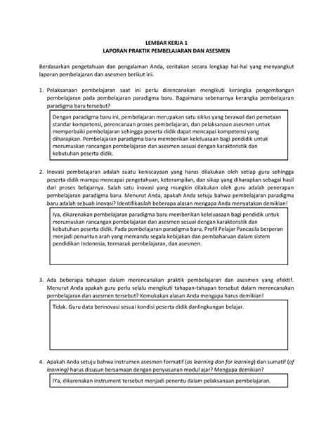 Topik 6 LK 1 Laporan Praktik Pembelajaran Dan Asesmen Yang Efektif