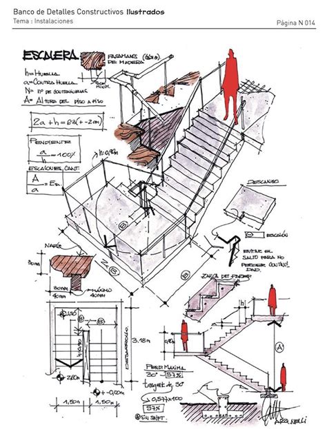 Detalle Constructivo Ilustrado De Instalacion Escalera Dibujo