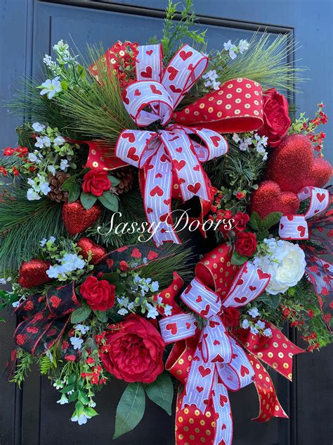 Valentines Wreath Valentine Door Wreath Red Heart Wreath Wreath With