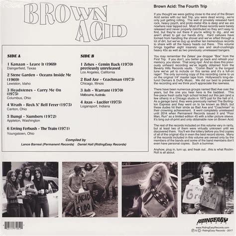Va Brown Acid The Fourth Trip Black Vinyl Edition Vinyl Lp