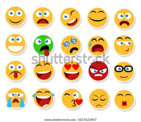 Large Set Vector Smiles Emoticons Emojis Stock Vector Royalty Free