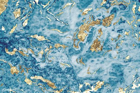 Blue And Gold Marble Textured Background Vector Free